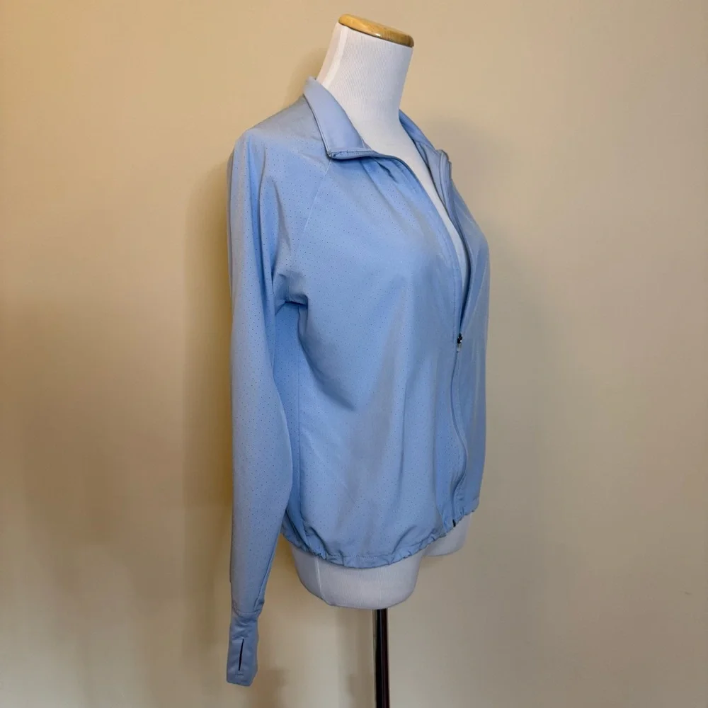 Sport Running Walking Jacket Size 2 Blue Zip Up Lightweight Athletic Activewear - Picture 2 of 8